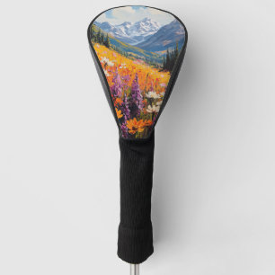 Scenic Wildflowers and Mountains Fine Art Golf Head Cover