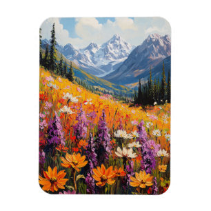 Scenic Wildflowers and Mountains Fine Art Magnet