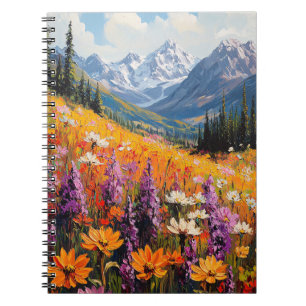 Scenic Wildflowers and Mountains Fine Art Notebook