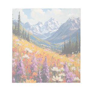 Scenic Wildflowers and Mountains Fine Art  Notepad