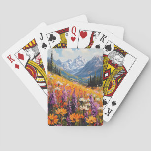 Scenic Wildflowers and Mountains Fine Art Playing Cards