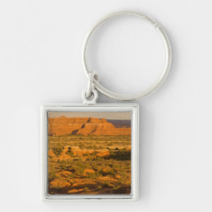 Scenic winter desert landscape on the way into 2 keychain