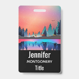 Scenic Winter Lake with Deer Badge