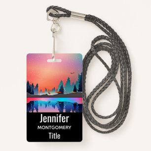 Scenic Winter Lake with Deer Badge