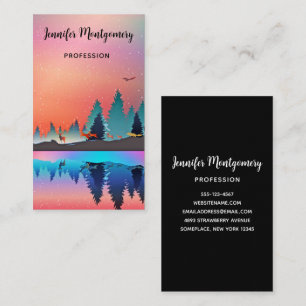 Scenic Winter Lake with Deer Business Card