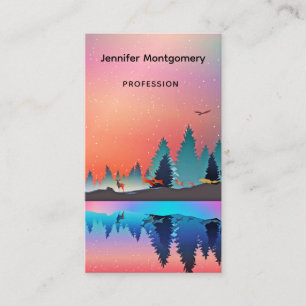 Scenic Winter Lake with Deer Business Card