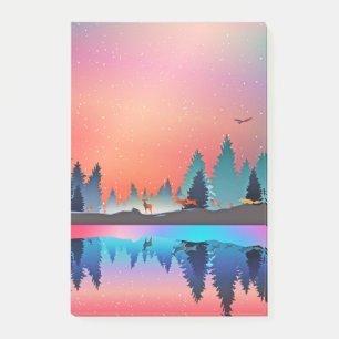 Scenic Winter Lake with Deer Post-it Notes