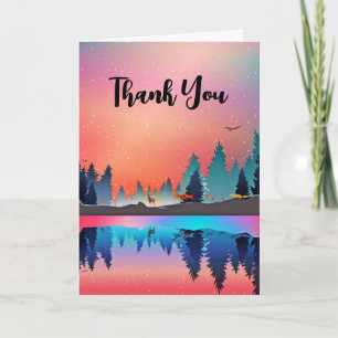 Scenic Winter Lake with Deer Thank You Card