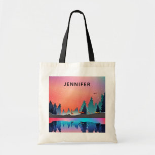 Scenic Winter Lake with Deer Tote Bag