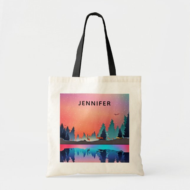 Scenic Winter Lake with Deer Tote Bag (Front)