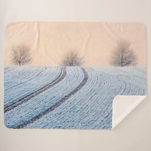 Scenic Winter Landscape Trees with Hoarfrost Photo Sherpa Blanket