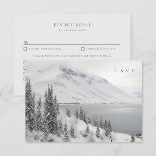 Scenic winter landscape wedding meal choices RSVP Card