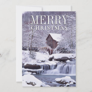 Scenic Winter View of Glad Creek Grist Mill Holiday Card