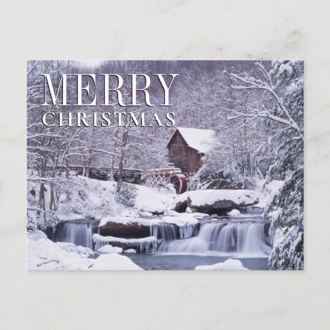 Scenic Winter View of Glad Creek Grist Mill Holiday Postcard (Front)