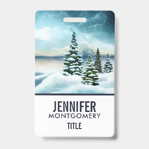 Scenic Winter Wonderland Watercolor Painting Badge