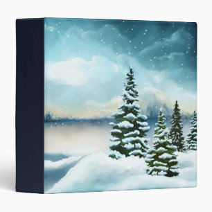 Scenic Winter Wonderland Watercolor Painting Binder