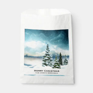 Scenic Winter Wonderland Watercolor Painting Favour Bag