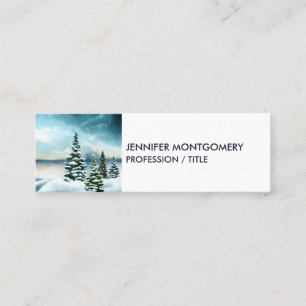 Scenic Winter Wonderland Watercolor Painting Mini Business Card