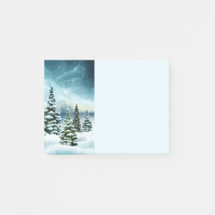 Scenic Winter Wonderland Watercolor Painting Post-it Notes