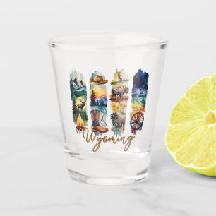 Scenic Wyoming Brushstrokes  Shot Glass