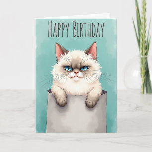Sceptical Feline Birthday Card