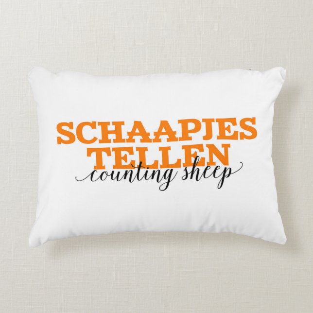 Schaapjes Tellen / Counting Sheep Dutch Words Accent Pillow (Front)