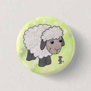 Schaf mit Maus 1 Inch Round Button