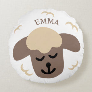  Schaf weiß braun personalisierbares Kinderkissen Round Pillow