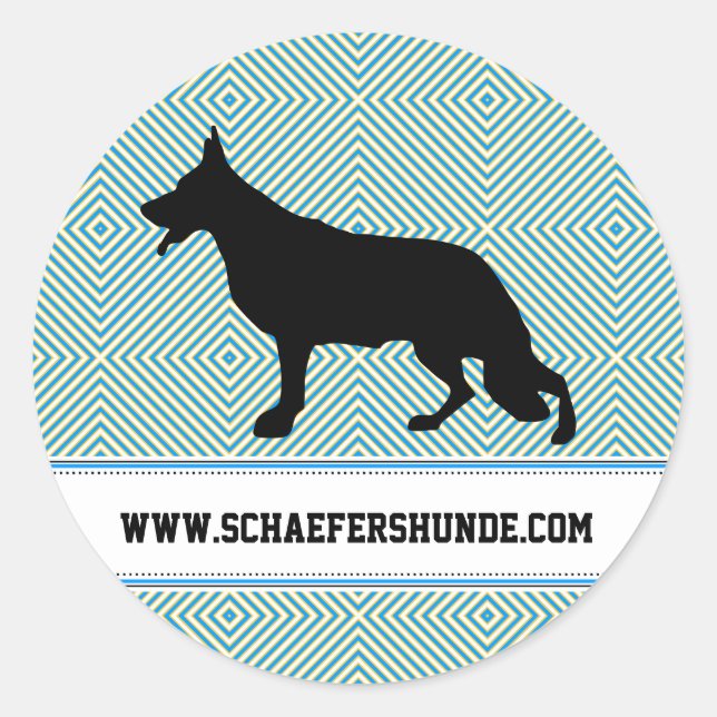 Schäferhund-Hundeschwarzes Classic Round Sticker (Front)