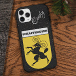 Schaffhausen, Switzerland Crest on Black Glitter Samsung Galaxy Case<br><div class="desc">Schaffhausen, Switzerland Coat of Arms on Black Glitter | Handwritten Name. Black background Samsung Galaxy S21 Case. Show off your love for this Swiss canton with this unique and eye-catching design featuring the iconic emblem. The best part of this phone case is that you can personalize it. It can be...</div>