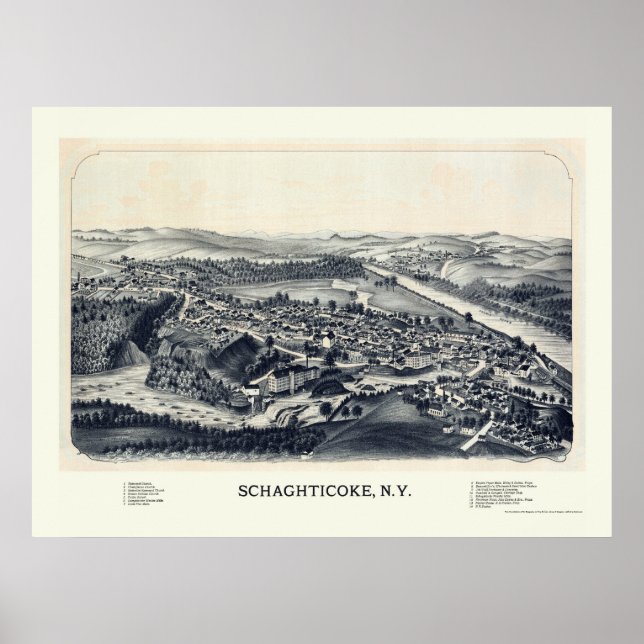Schaghticoke, NY Panoramic Map - 1889 Poster (Front)