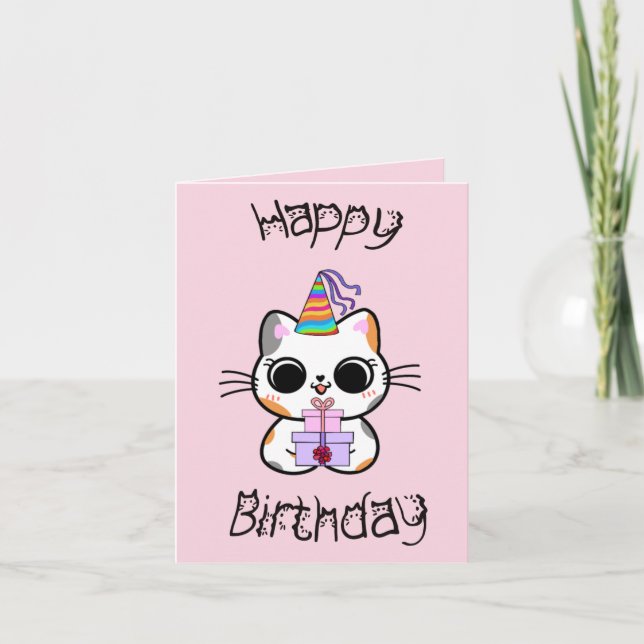 Schattige kat cadeau verjaardags card (Front)