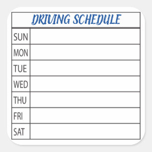 Schedule Car Pool Organizer Square Sticker