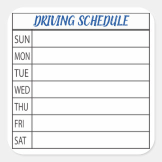 Schedule Car Pool Organizer Square Sticker