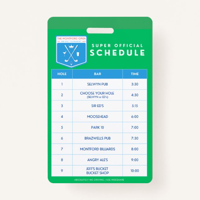 Schedule for Lanyard Badge (Front)
