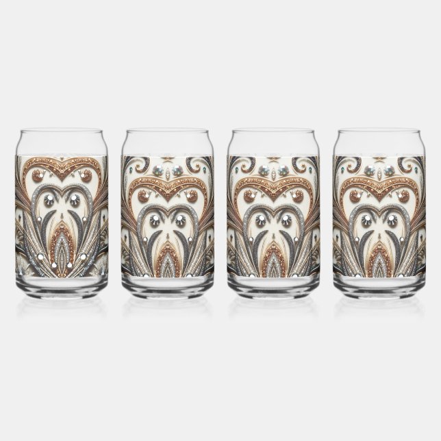 Schéma floral brillant avec pierre de gemme (Gauche)