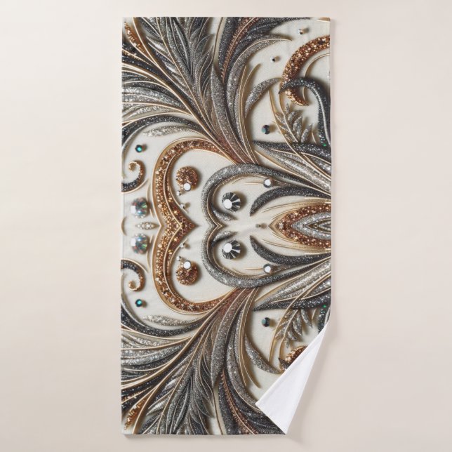 Schéma floral brillant avec pierre de gemme (Serviette de bain)