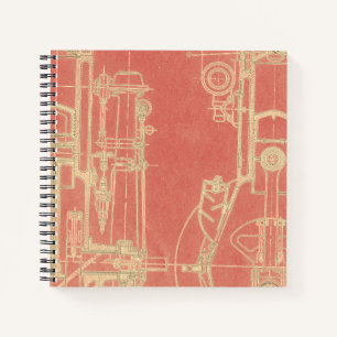 Schematic Engineering Drawing Early Gas Engine Notebook