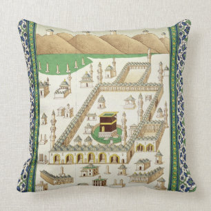 Schematic View of Mecca, showing the Qua'bah, from Throw Pillow
