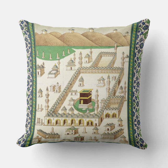 Schematic View of Mecca, showing the Qua'bah, from Throw Pillow (Front)
