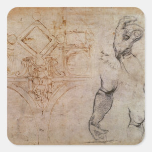 Scheme for the Sistine Chapel Ceiling, c.1508 Square Sticker