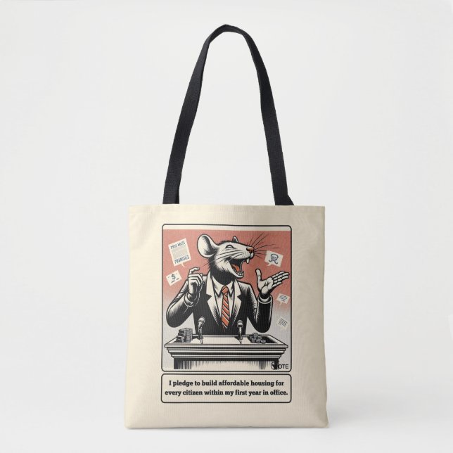 Scheming Tails: The Conniving Rat Politician  Tote Bag (Front)