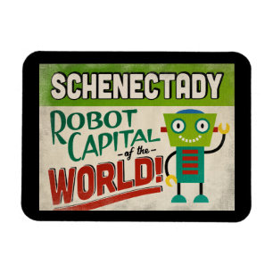Schenectady New York Robot - Funny Vintage Magnet