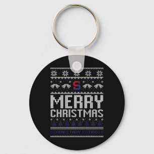 Schenectady Patriots Logo Merry Christmas Ugly Swe Keychain