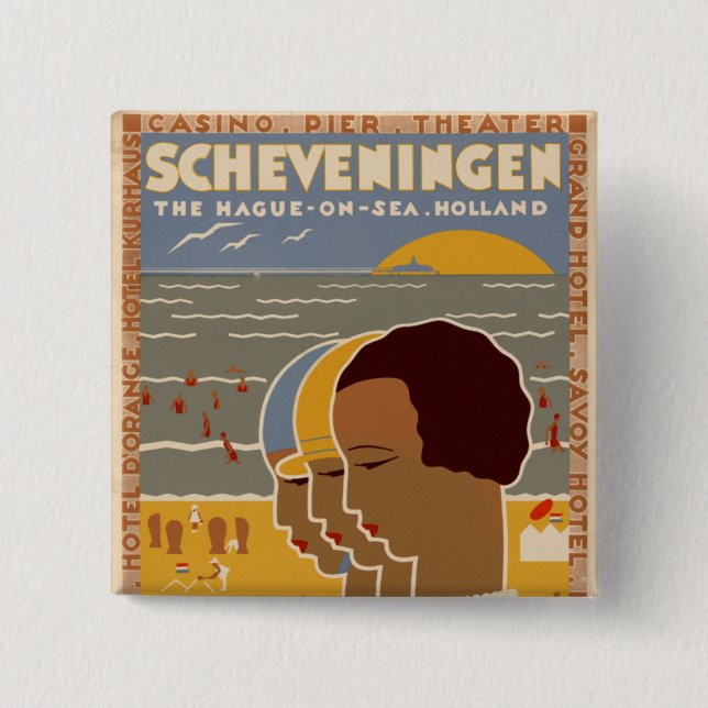 Scheveningen 2 Inch Square Button (Front)