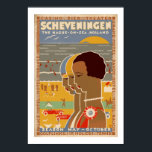 Scheveningen Poster<br><div class="desc">Vintage Art Deco travel poster for the Dutch North Sea beach resort Scheveningen, "The Hague-on-Sea", Holland.</div>
