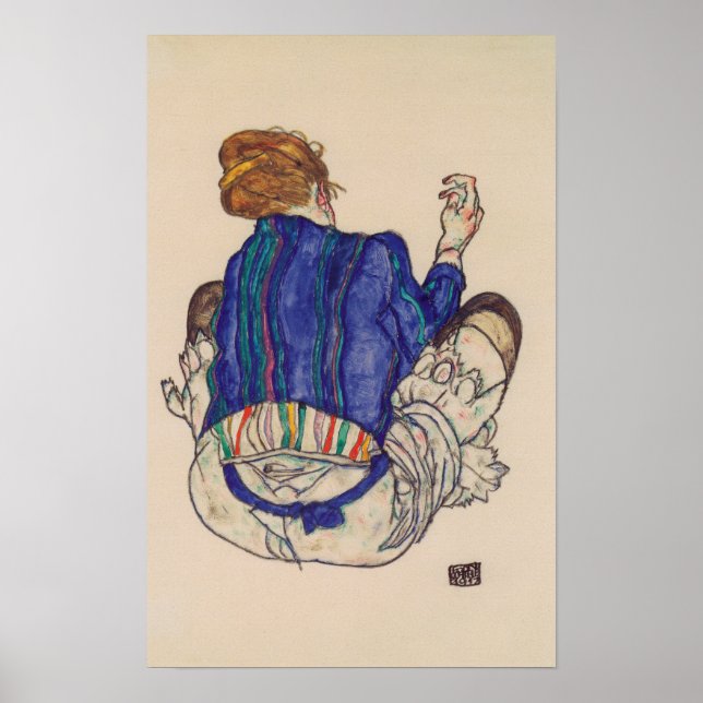 Schiele - Back View Of A Sitting Woman 1917 Poster (Front)