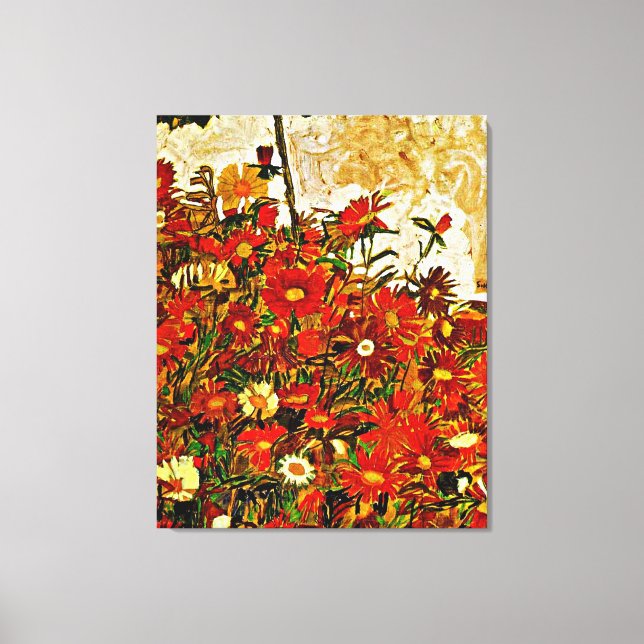 Schiele - Field of Flowers, fine art Canvas Print (Front)