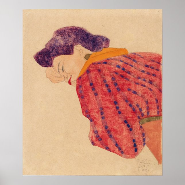 Schiele - Reclining Woman With Red Blouse 1908 Poster (Front)