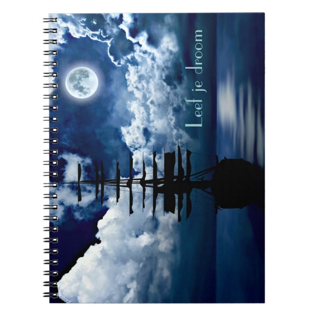 Schiff bei Vollmond Notebook (Front)